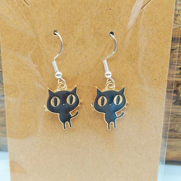 Cute Black Cat Earrings - Picture 1 of 2